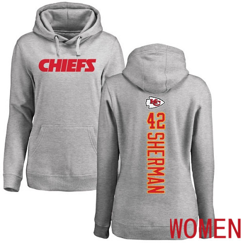 Women Kansas City Chiefs 42 Sherman Anthony Ash Backer Pullover NFL Hoodie Sweatshirts